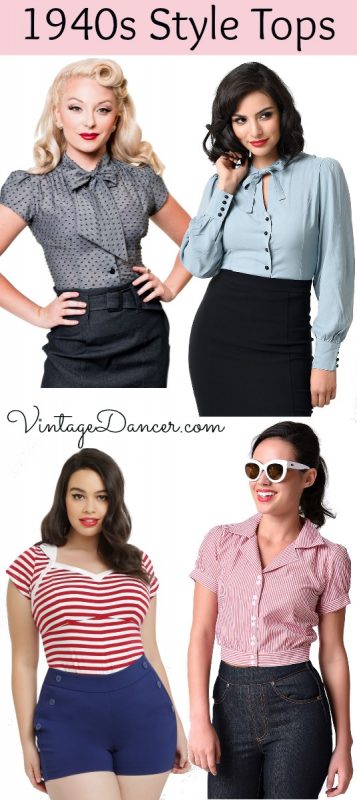 Shop 1940s style tops, shirts and blouses at VintageDancer.com/1940s