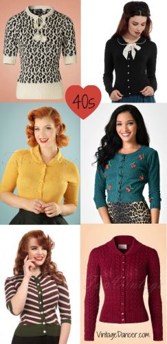 New vintage sweaters : 30s, 40s, 50s, 60s at Vintagedancer com