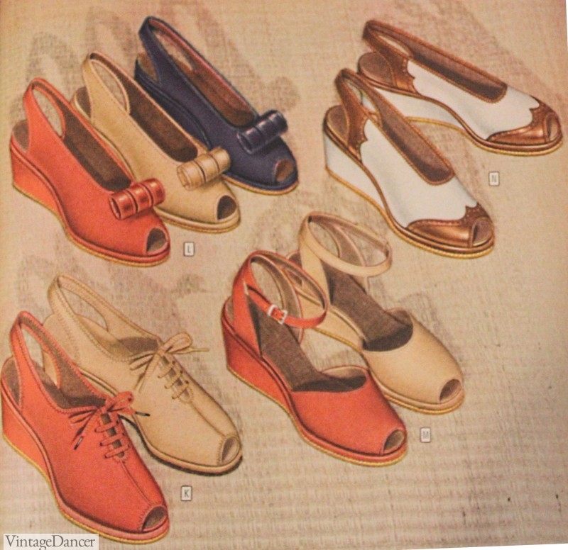 1940s vintage wedge shoes casual summer shoes