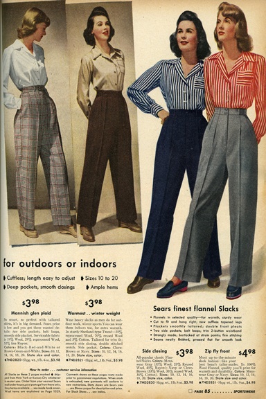 Classy Women's 1940s day to day pants with wide legs