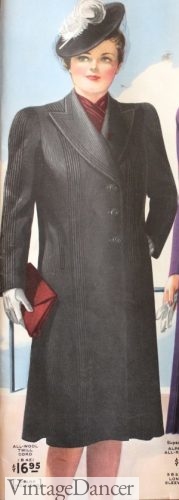 1940s plus size fashion black coat