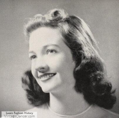 Easy 1940s hairstyle shoulder length hair women teen girls