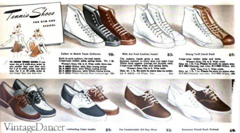 1940s sneakers and tennis shoes women girls teens