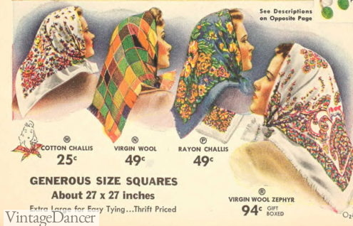 1941 pattern headscarves