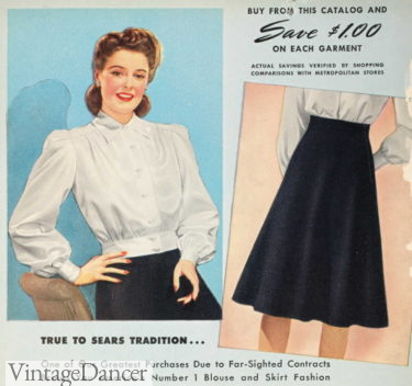 1940s skirt and silk blouse