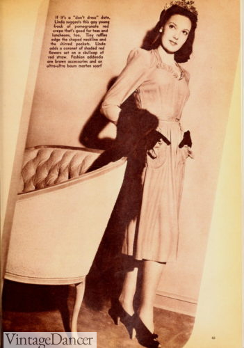 1940s semi formal party dress date dress womens 40s fashion