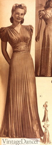 older women's clothing 1940s evening dress