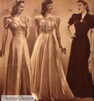 1940s evening gowns dresses formal party prom dinner dancing gala attire