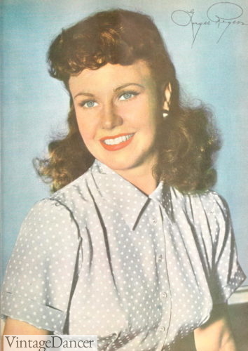 1940s polka dot short sleeve blouse