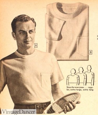 1940s crew neck flat t-shirt with pocket
