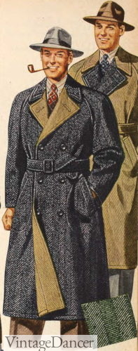 1940s mens reversible herringbone trench coats