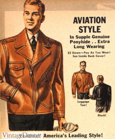1940s aviator style in luggage tan mens jacket
