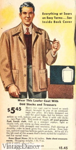 1940s mens suede loafer coat chore jacket