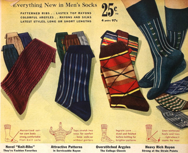 Vintage Men's Socks History-1900 to 1960s