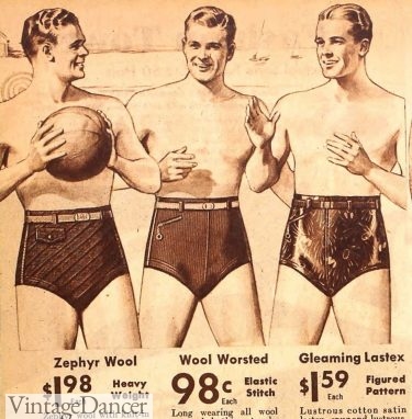 1940s men swim briefs of wool or Elastix blend