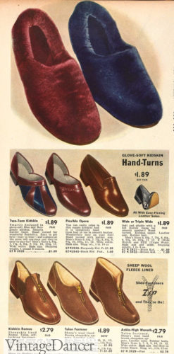 1940s men fuzzy house slippers