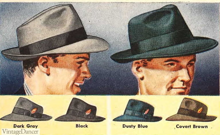 1940s Men S Hats Vintage Styles History Buying Guide   1941 Mens Hats Fall Color Plain Edge Welt Edgejpg 768x470 