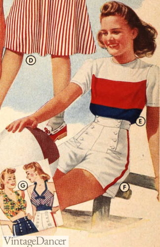 1941 sailor button front shorts