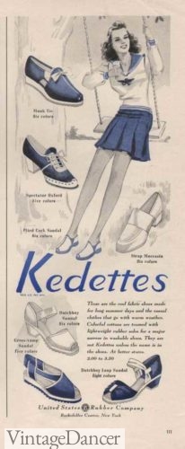 1940s summer shoes Kedettes Keds for women