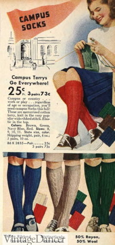 1940s teen girls over the calf tall socks stockings