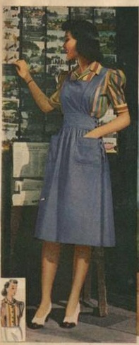 1941 pinafore dress and striped blouse