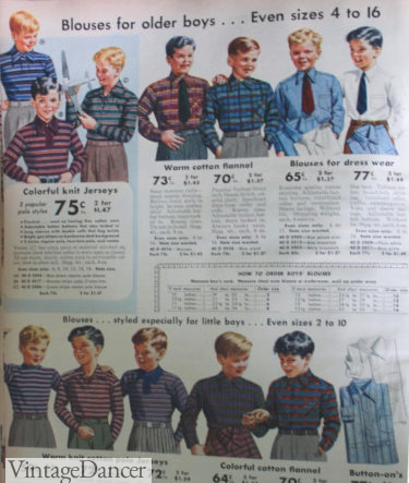 1942-1943 catalog displaying boy's button up shirts