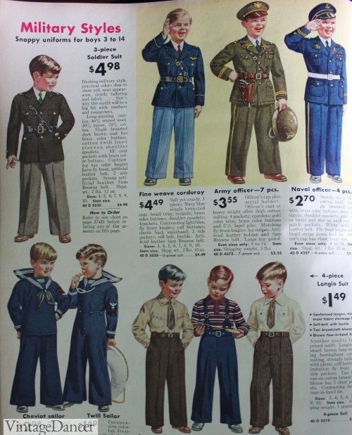 1943s boys clothing, ww2 military sailor styles