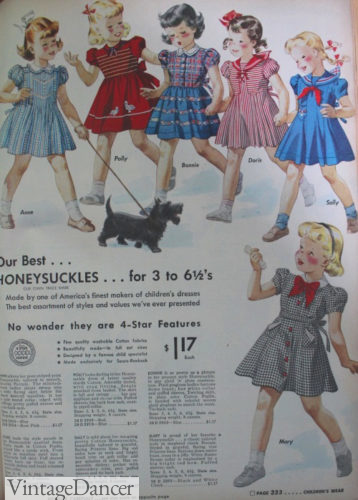 1942-1943 Sears catalog featuring toddler dresses for girls