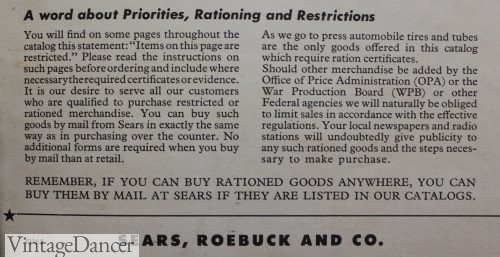 1942 Sears noticed about rationing