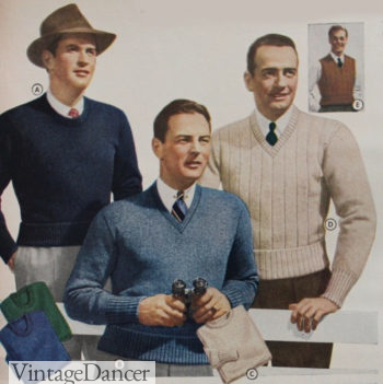 1942 men's wide ribbed short pullover sweaters