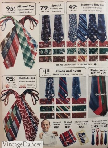 1942 Men's plaid, stripe and tone on tone abstract print neckties