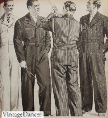 Men's 1942 Coveralls with a wide leg fit, extra wide lapels, and two front and back pockets.