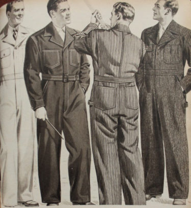 Men's 1942 Coveralls with a wide leg fit, extra wide lapels, and two front and back pockets.