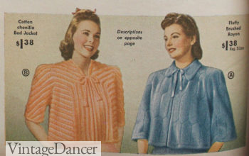 1940s chenille and brushed rayon bed jackets