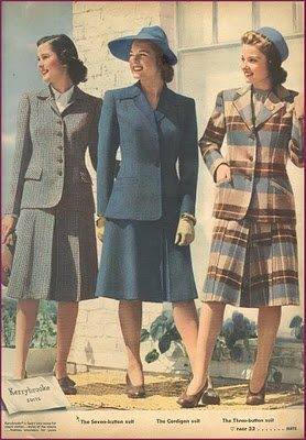 1940s women's winter suits, wool. Love that plaid! 1942