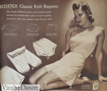 1940s underwear types- tap pant, bloomers and panty