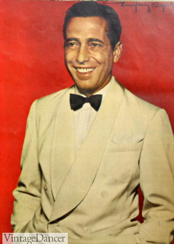 1940s mens evening white jacket tuxedo Humphry Bogart shawl collar tuxedo ivory with bow tie