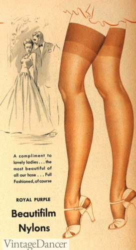 1942 fine stockings, nude with heel, 1940s Evening Dress Accessories