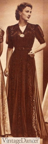 older women's clothing 1940s evening gown