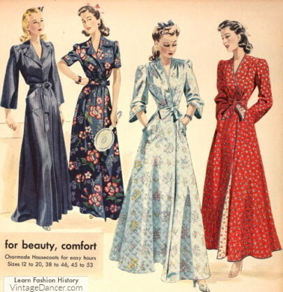 1940s housecoats robes winter fashion at home loungewear