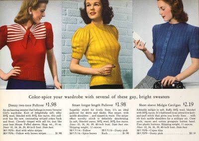 1940s Sweater Styles, Knitwear History