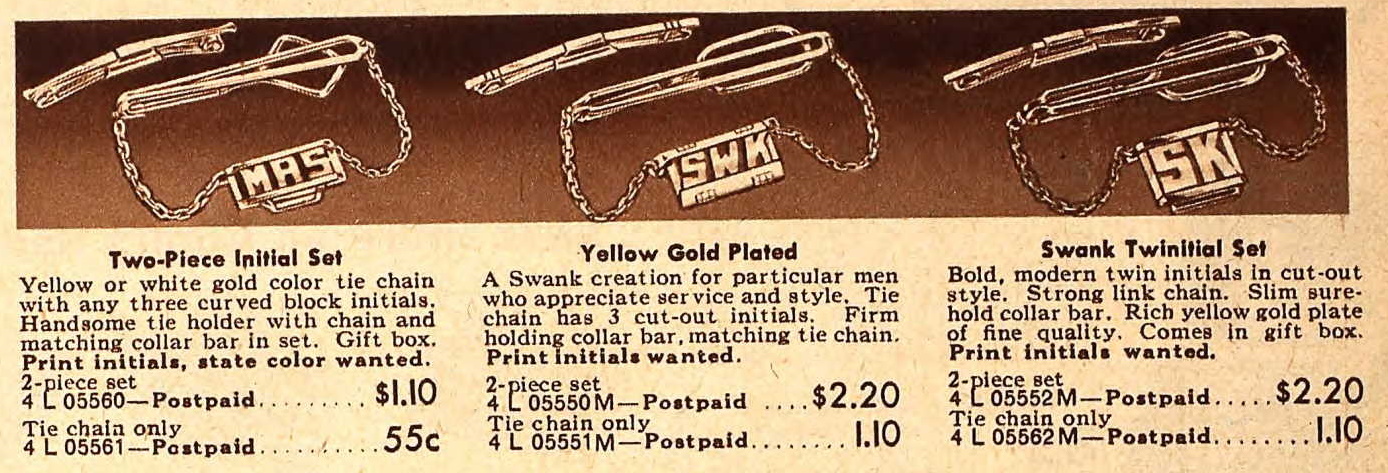 1942 mens monogram tie clips jewelry accessories