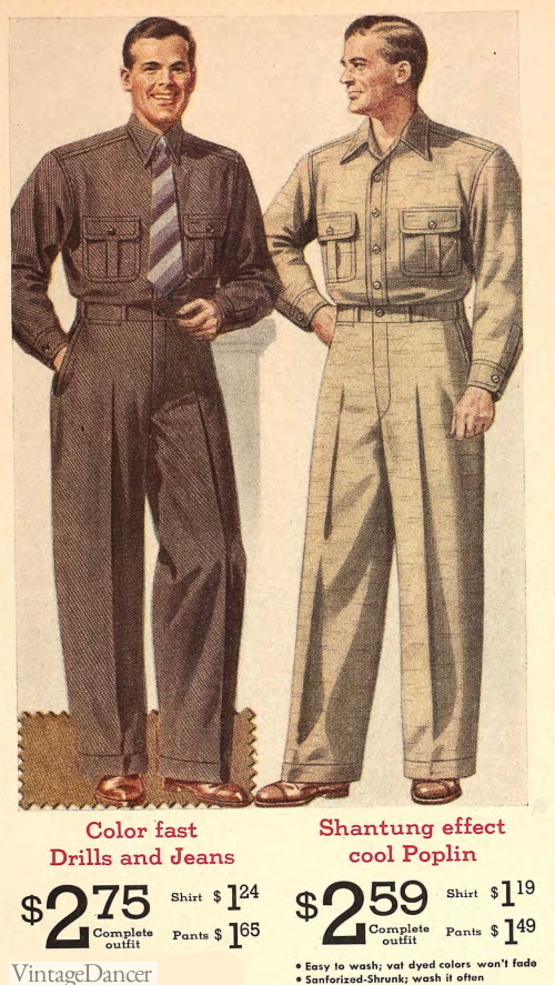 1940s Men's Work Clothes, Casual Wear