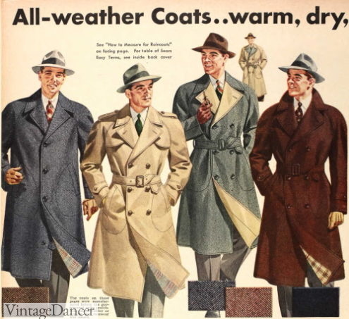 1942 men trench and belted raincoats