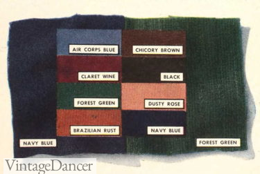 1940s party evening dress colors fabrics