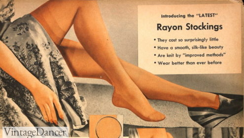 1940s Rayon sheer hosiery stockings nylons tights