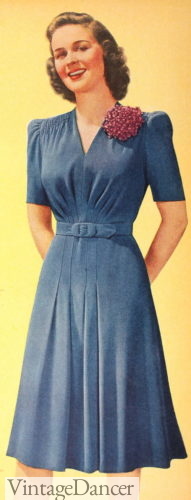 1940s shirring at the shoulders and waistline