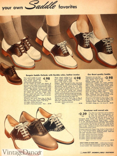 1940s saddle shoes womens teen girls boys tow tone saddle oxford shoes history 1942 WW2