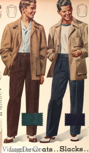 1942 teens - either button down shirts or T-shirt with casual sportscoat and trousers