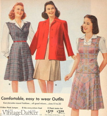 1940s Jerkin or Pinafore dresses over blouses